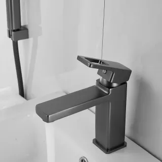 Смеситель для раковины с гигиеническим душем Shevanik S8271T оружейная сталь